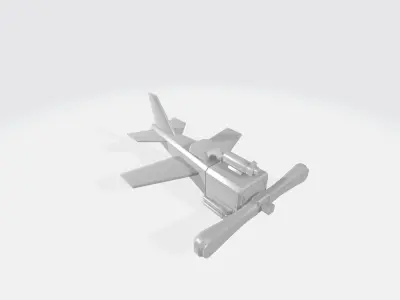 War propeller plane Low-poly 3D model