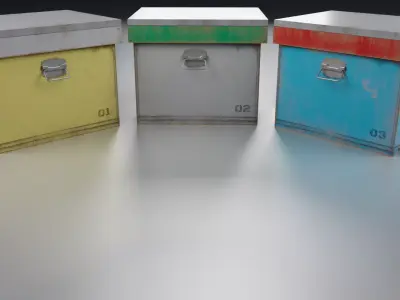 3 Old Wooden Box 3D Model Pack