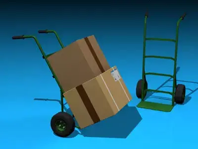 Barrow two boxes and hand truck 3D model