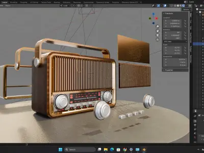 Wooden Home Bluetooth Am  - Fm SW Multiband Portable Radio 3D model