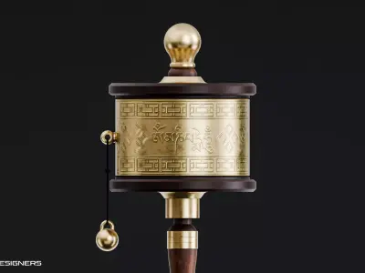 Tibetan Buddhist Prayer Wheel Low-poly 3D model