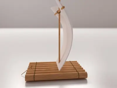 Raft With Sail 3D model