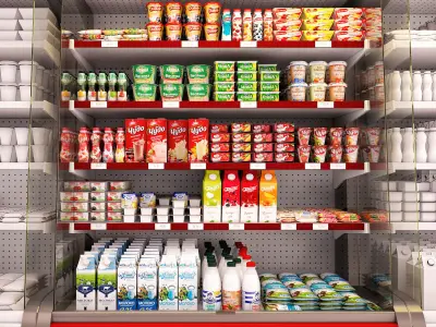 Market refrigerators 3D model purchase