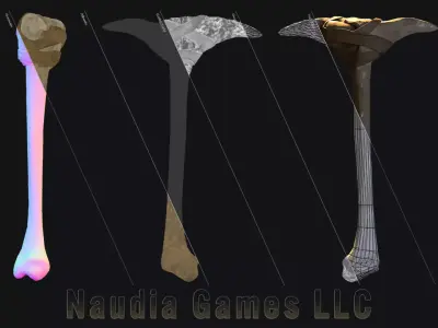 Bone Pickaxe Low-poly 3D model