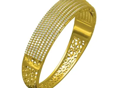 Antique Seven Row Round Diamond Filigree Bracelet 3D print model