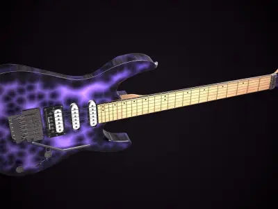 Electric Guitar Jackson Dinky Violet Wave Low-poly 3D model