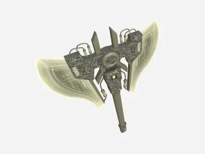 SciFi War Axe B10 Digital Camo - Sci Fi Weapon Design Low-poly 3D model