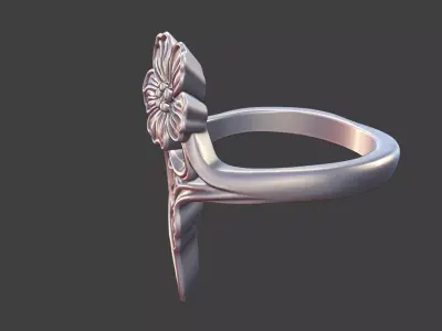 art nouveau floral ring v2 nature inspired 3D print model
