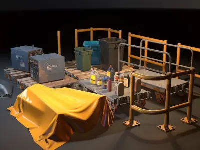 Storage Generic Prop Collection - Game ready Low-poly 3D model