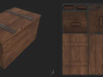 Wooden Chest Crate  Low poly  3D model  Game Ready Free low-poly 3D model