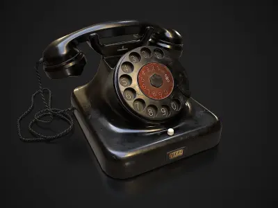 Classic old telephone Siemens Halske W38 Low-poly 3D model