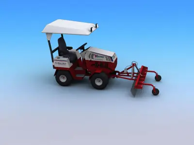 Tractors with Landscape rakes Low-poly 3D model