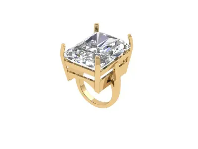 Emerald Art Deco Ring 3D print model 19