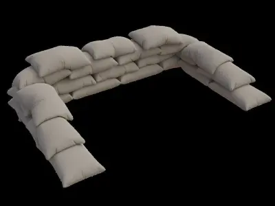 Sandbag U wall for military diorama scale 1 35 3D print model