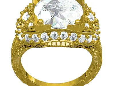 Antique Art Deco Engagement Ring 3D print model purchase