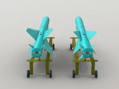 KOWSAR - ZAFAR Iranian Anti-Ship Cruise Missiles Low-poly 3D model