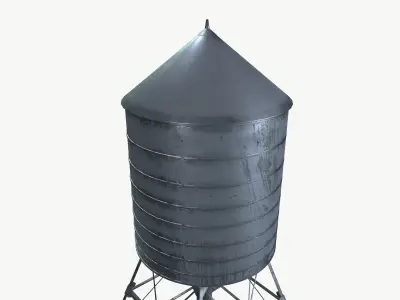 Water tank Low-poly 3D model 2