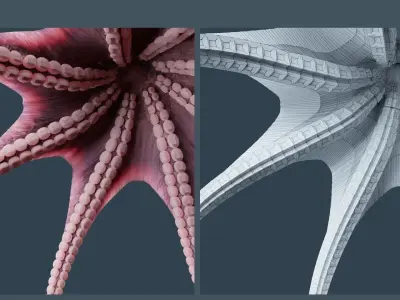 Animated Common Octopus Low-poly 3D model