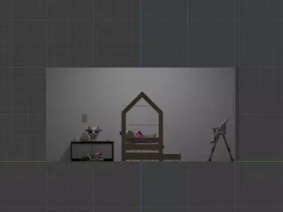 Modern Kids Bedroom Interior 3D Scene Free low-poly 3D model