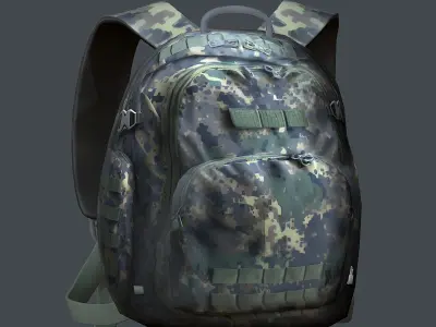 Backpack military combat Black baggage Low-poly Low-poly 3D model 6