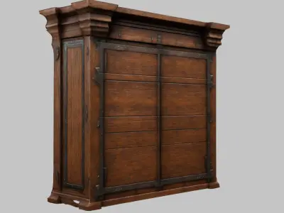 Wooden closet Medieval Furniture interior decor Low-poly 3D model