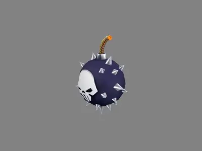 Rivet bomb with skull Low-poly 3D model