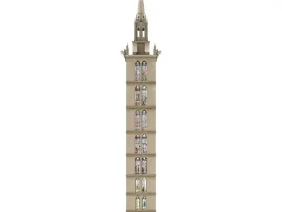 Old Clock Gothic Tower 3D model