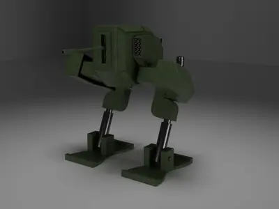 Diesel Punk Walker Tank 001 Low-poly 3D model