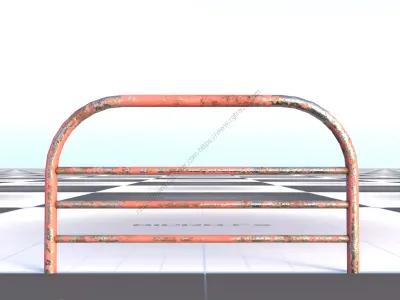 Industrial Metal Safety Railing Rusted Free 3D model
