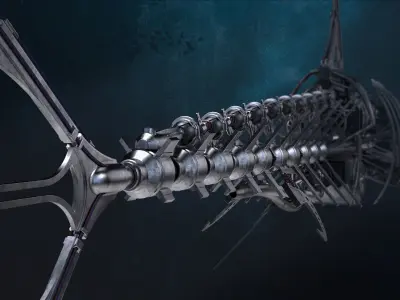Metal robot shark 3D model