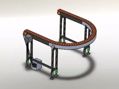 Curve Slat Chain Conveyor Free 3D model