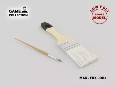 Brushes Lowpoly paint brush Low-poly 3D model