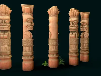 Stylized Wood Totem 6 Low-poly 3D model