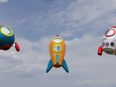 Spaceship Cartoon Low-poly 3D model Low-poly