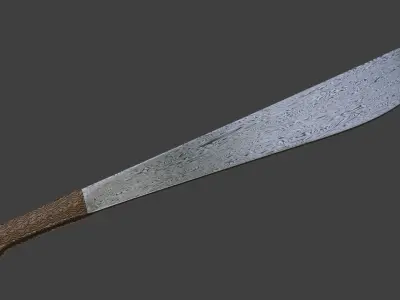 Sword - Machete - Damascus Steel 3D model