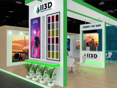 Exhibition Stand Stall Three Side Open 11X7 3D model