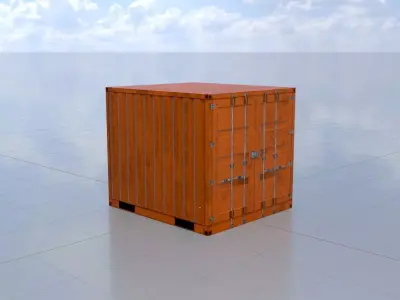 Shipping Container signal orange 6ft Low-poly 3D model