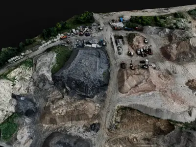 construction site machinery storage area PBR photogrammetry Low-poly 3D model