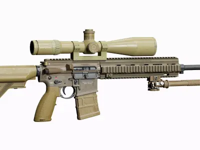 AR 15 Modular Sniper rifle HK416 Low-poly 3D model