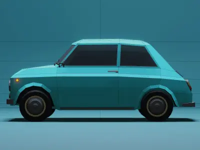 Low Poly Car 3D Model with headlights Free 3D model