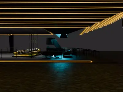 Sci-Fi Cyberpunk Bumper Cars Arena - Theme Park Ride 3D Model Low-poly 3D model