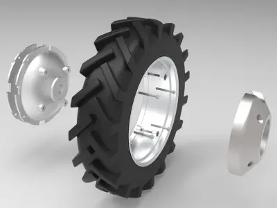 Tractor Wheel Low-poly 3D model