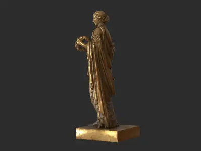Roman Woman Statue - Gold Low-poly 3D model