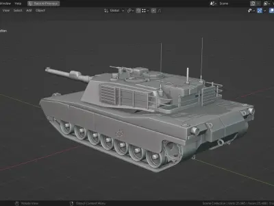 Abrams m1a2 TANK BASE MESH Low-poly 3D model