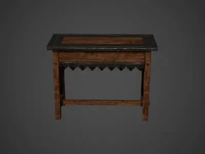 Old Wooden Antique Table Low Poly Game Ready Low-poly 3D model