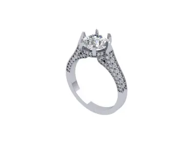 Solitaire Engagement Art Deco Ring 3D print model 88