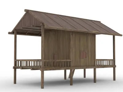 Thai Wood House Demo Free 3D model