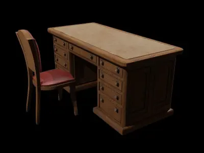 Classic Office Desk  Low-poly 3D model