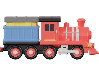 Train Toy Stylized Plastic Toy Low-poly 3D model