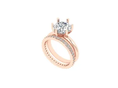 Solitair Ring Bridal Set 3D print model 31
